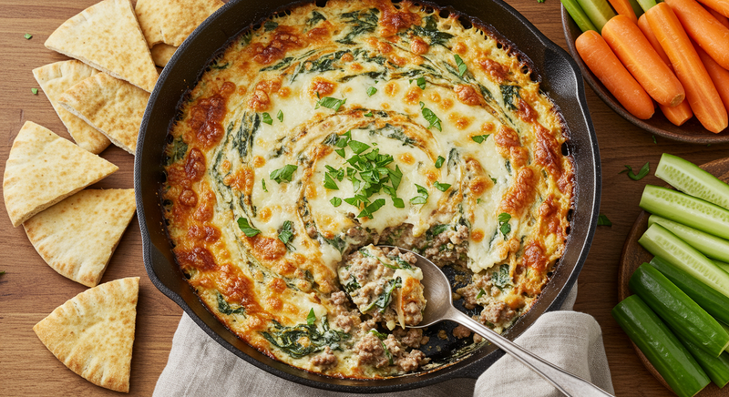 Ground Beef and Spinach Cream Cheese Dip