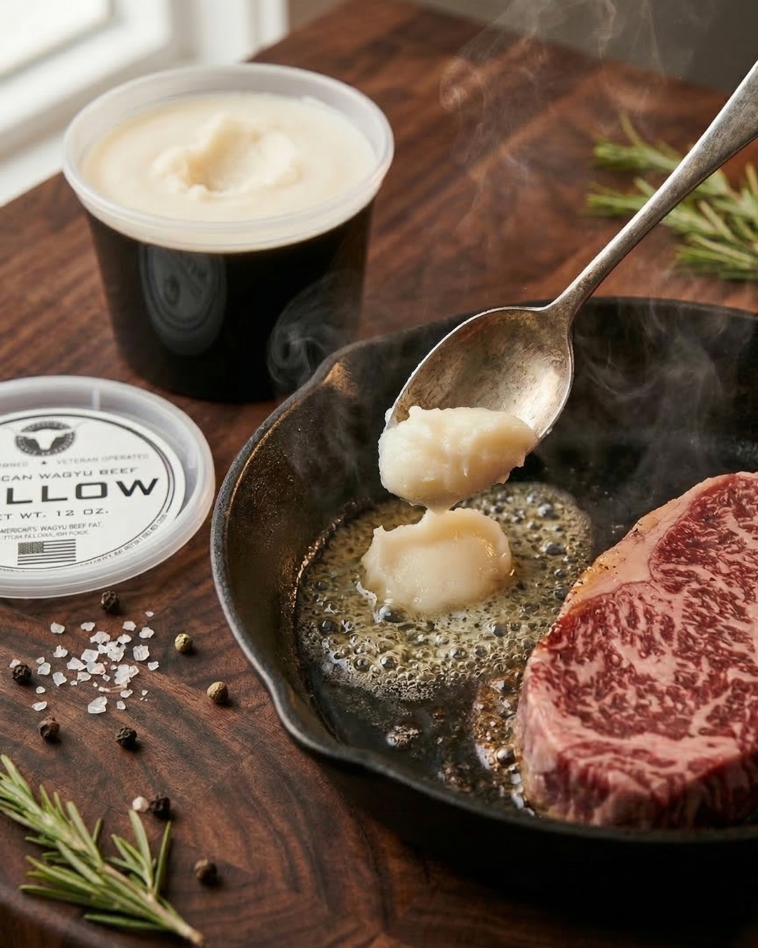 wagyu beef tallow, searing steak