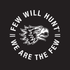 Logo with an eagle illustration and text 'FEW WILL HUNT' and 'WE ARE THE FEW' on a black background