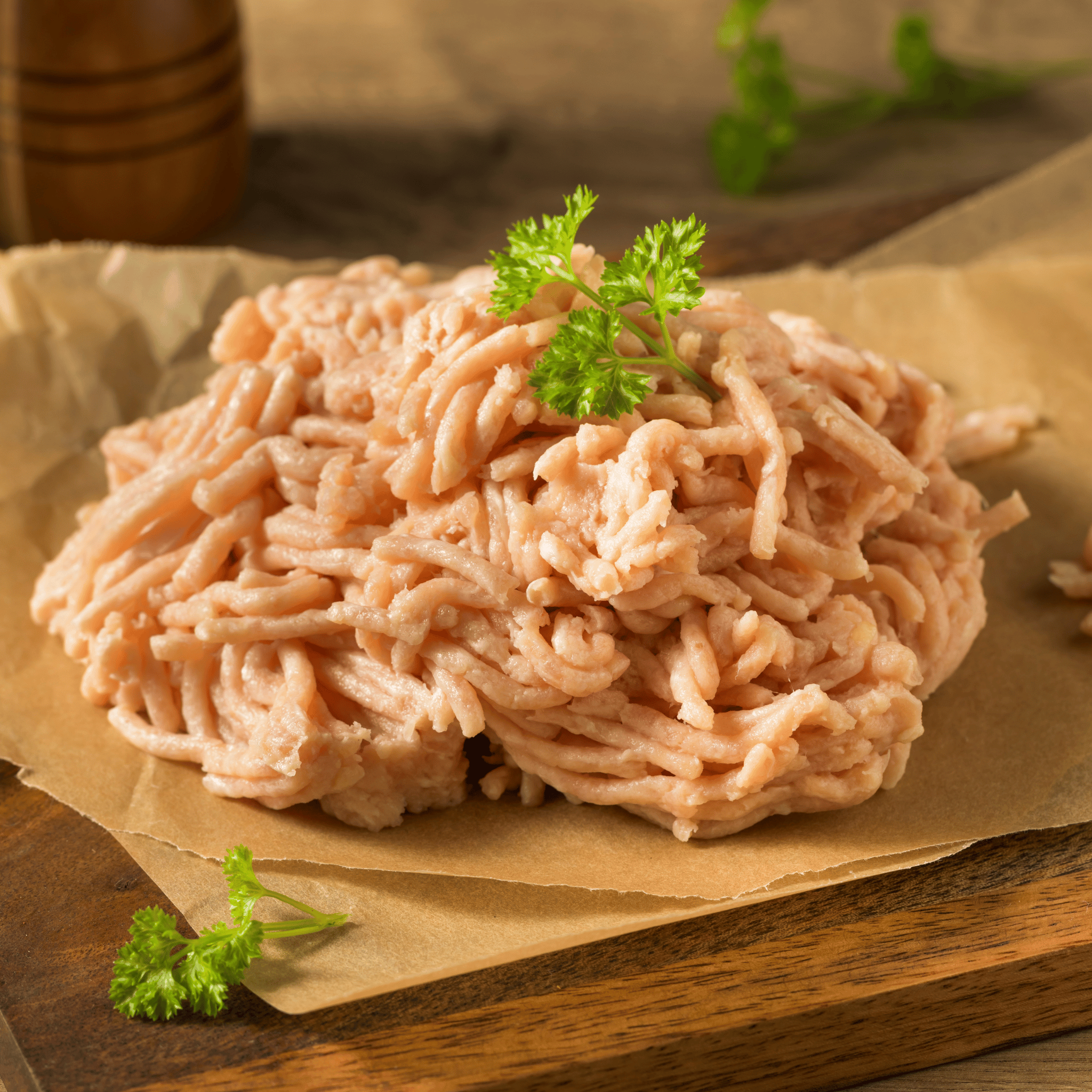 Pasture raised ground chicken packaged from David’s Pasture