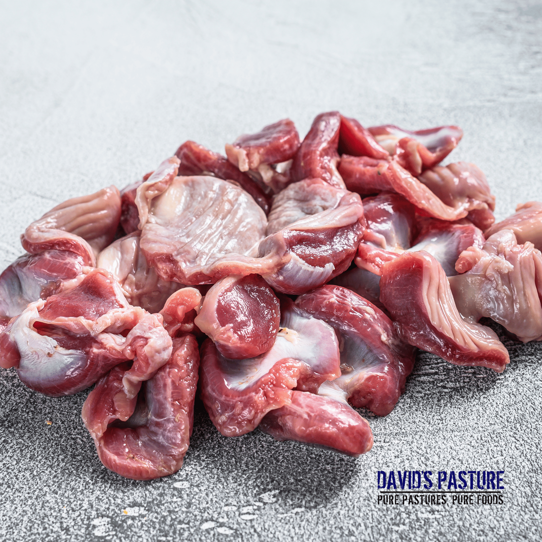Pasture raised chicken gizzards packaged from David’s Pasture